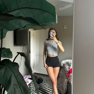 Brandy-melville Women's Grey and White Shirt